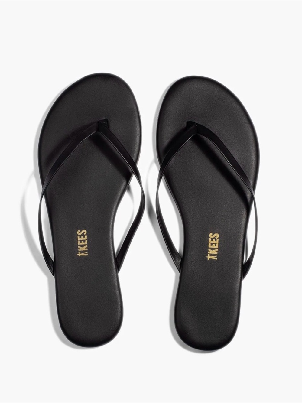 TKEES Black Slim Leather Flip Sandals